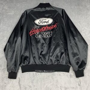 Vintage Ford Jacket Mens‎ L West Ark The Heartbreak Of Todays Chevrolet Satin